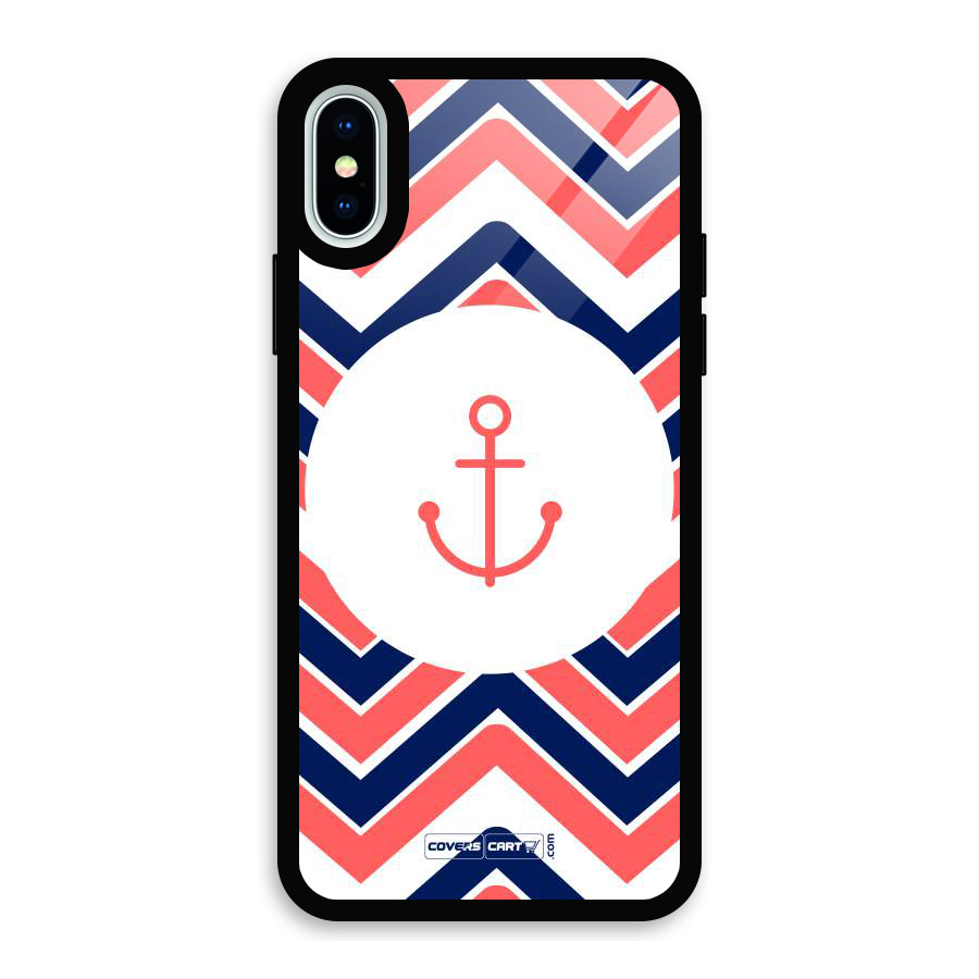Anchor Zig Zag Glass Back Case for iPhone XS