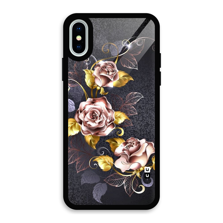 Beautiful Old Floral Design Glass Back Case for iPhone XS