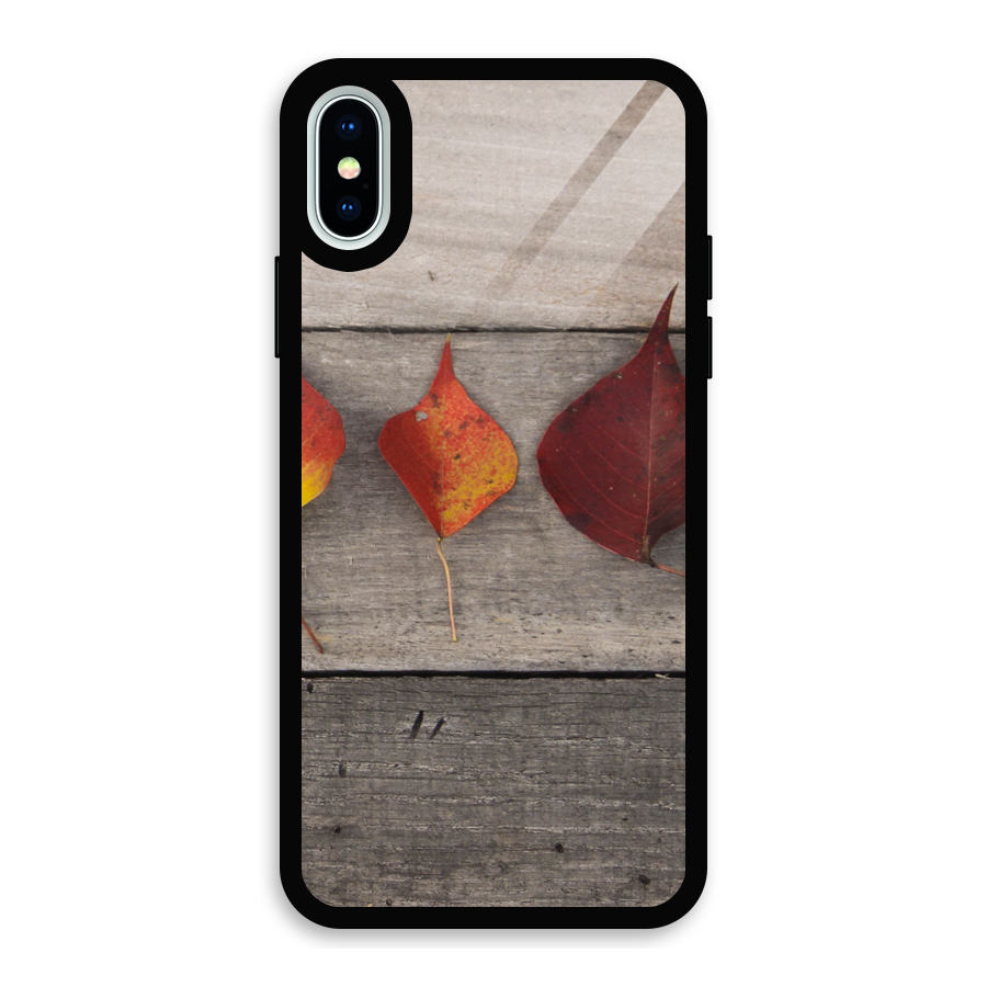 Beautiful Wood Leafs Glass Back Case for iPhone XS