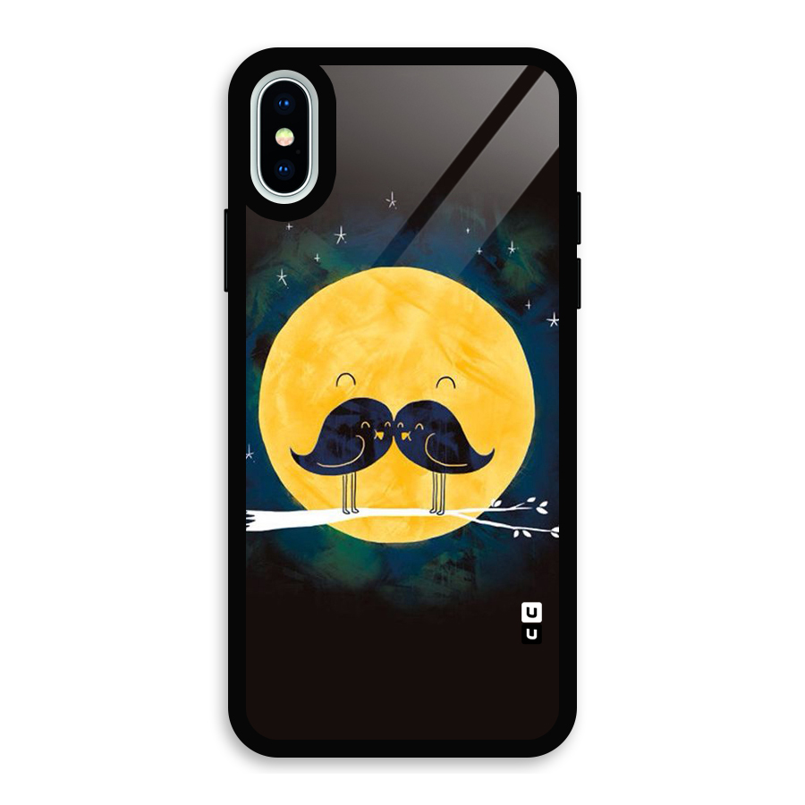 Bird Moustache Glass Back Case for iPhone XS