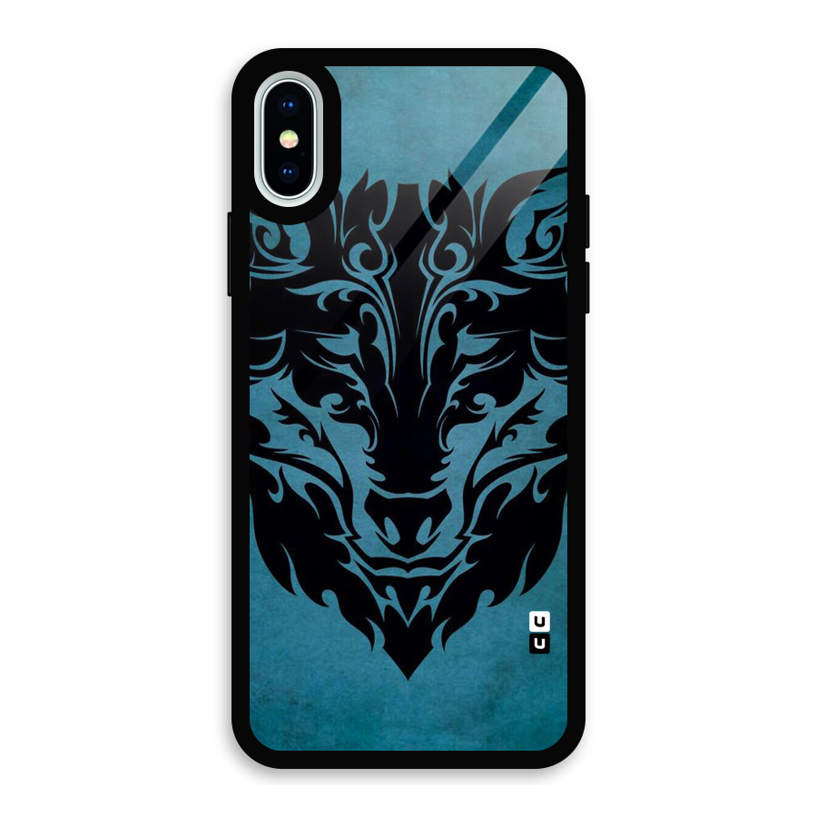 Black Artistic Wolf Glass Back Case for iPhone XS