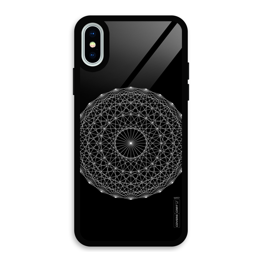 Black Clipart Glass Back Case for iPhone XS
