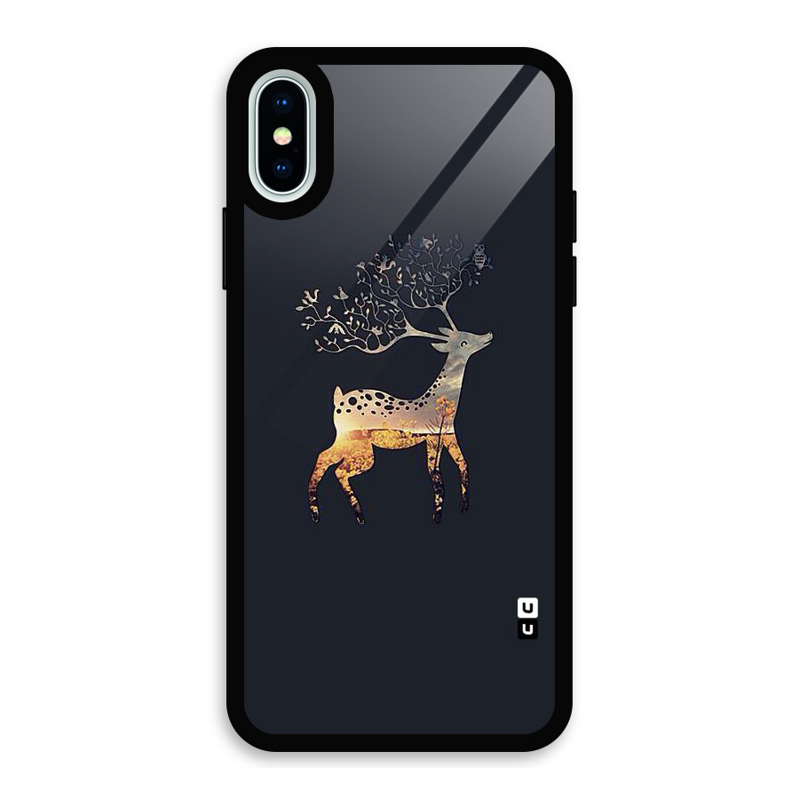 Black Deer Glass Back Case for iPhone XS