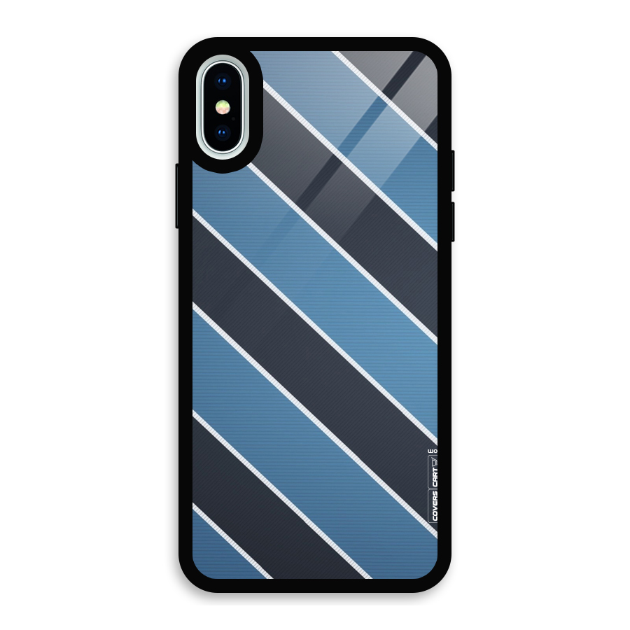 Blue Black Stripes Glass Back Case for iPhone XS