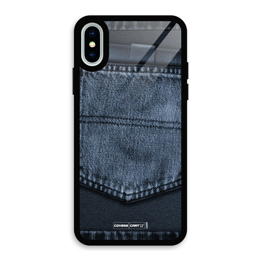 Blue Denim Glass Back Case for iPhone XS