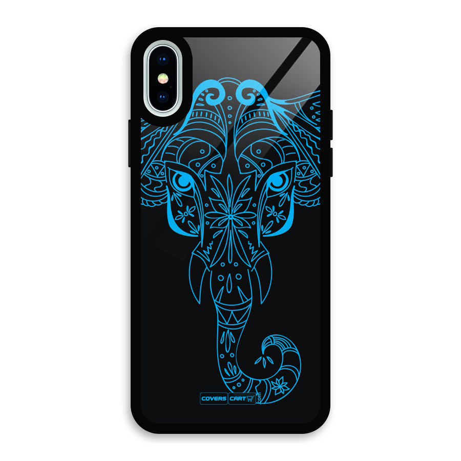 Blue Elephant Ethnic Glass Back Case for iPhone XS
