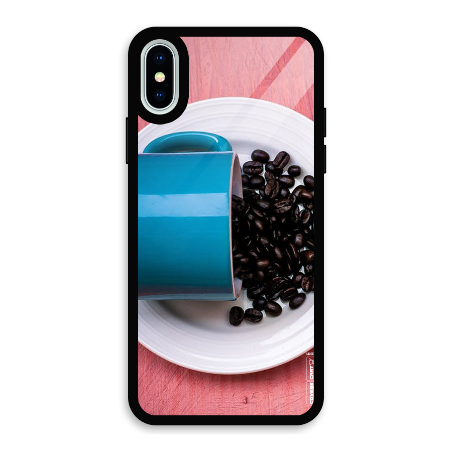 Blue Mug And Beans Glass Back Case for iPhone XS