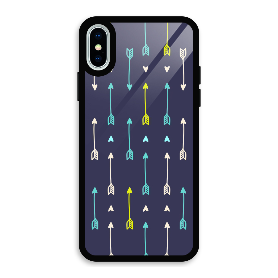 Boho Arrow Pattern Glass Back Case for iPhone XS