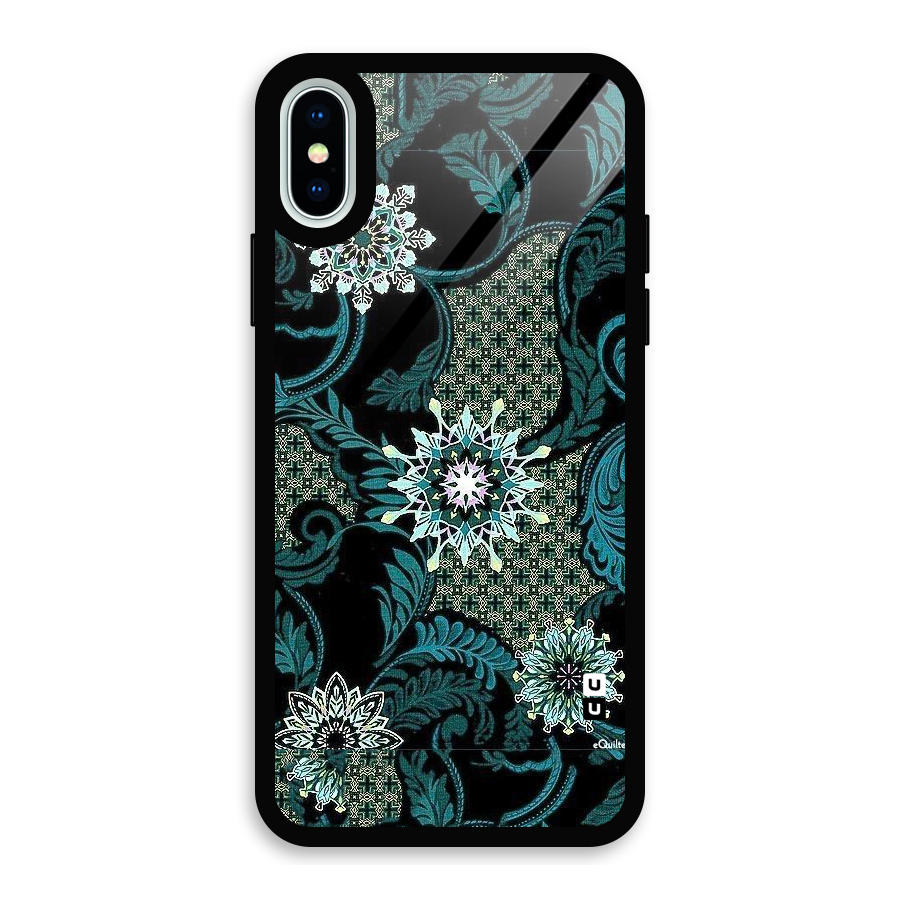 Bottle Green Floral Glass Back Case for iPhone XS
