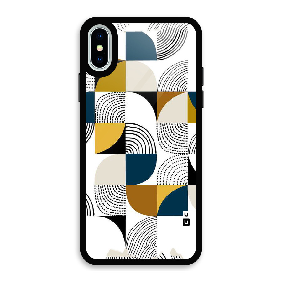 Boxes Pattern Glass Back Case for iPhone XS