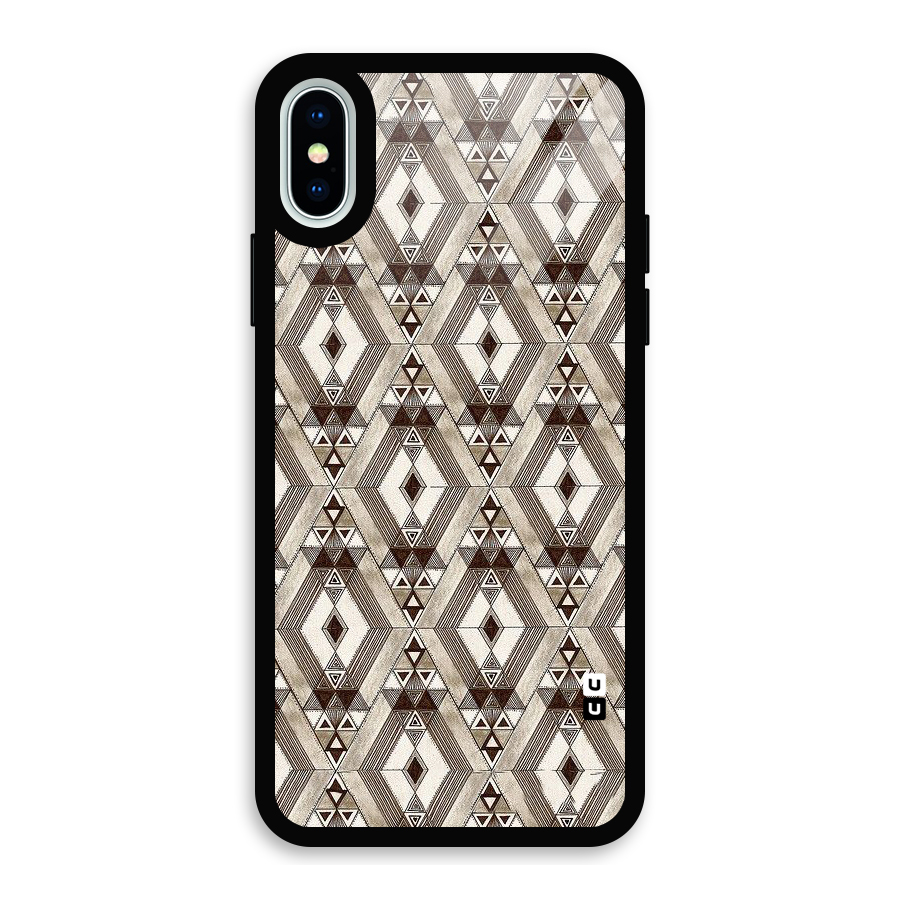 Brown Abstract Design Glass Back Case for iPhone XS
