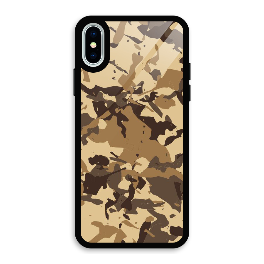 Brown Camouflage Army Glass Back Case for iPhone XS