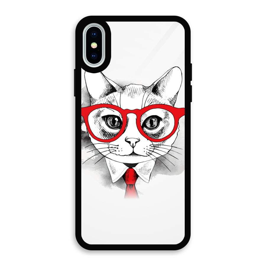 Business Cat Glass Back Case for iPhone XS