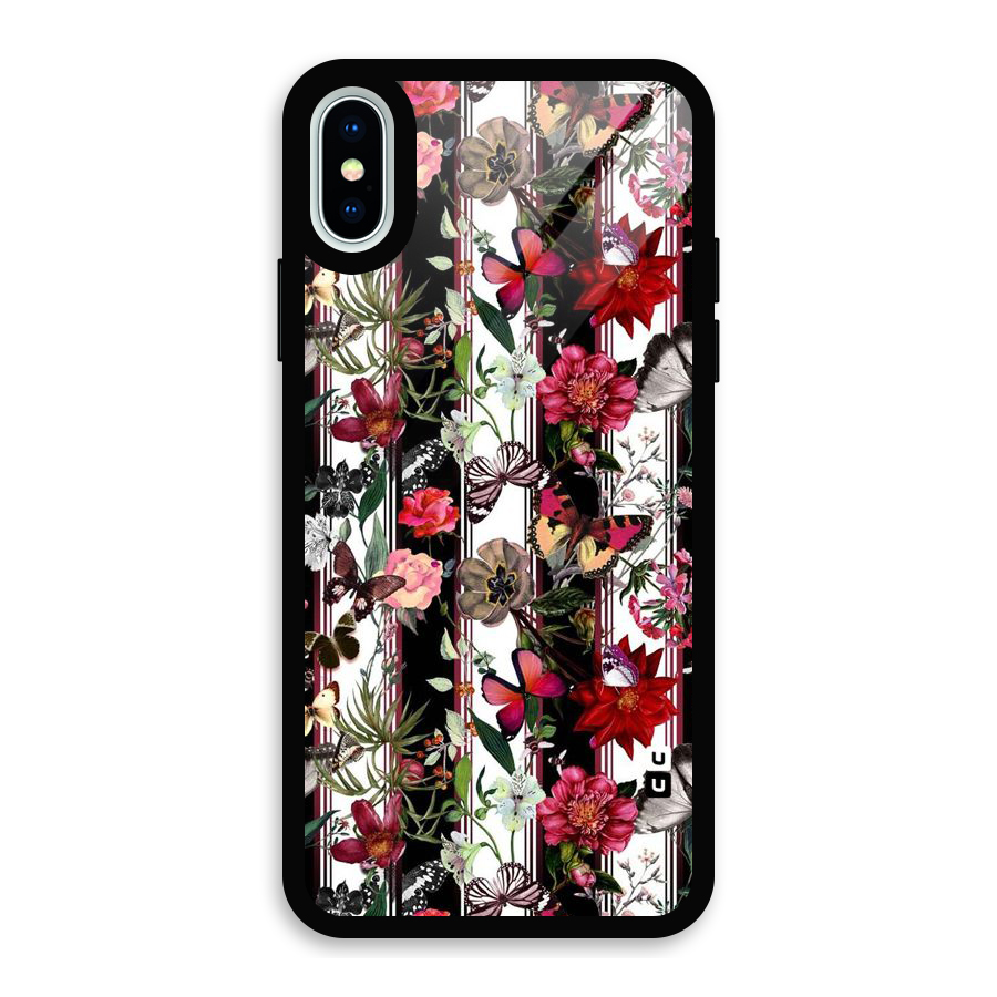 Butterfly Flowers Glass Back Case for iPhone XS