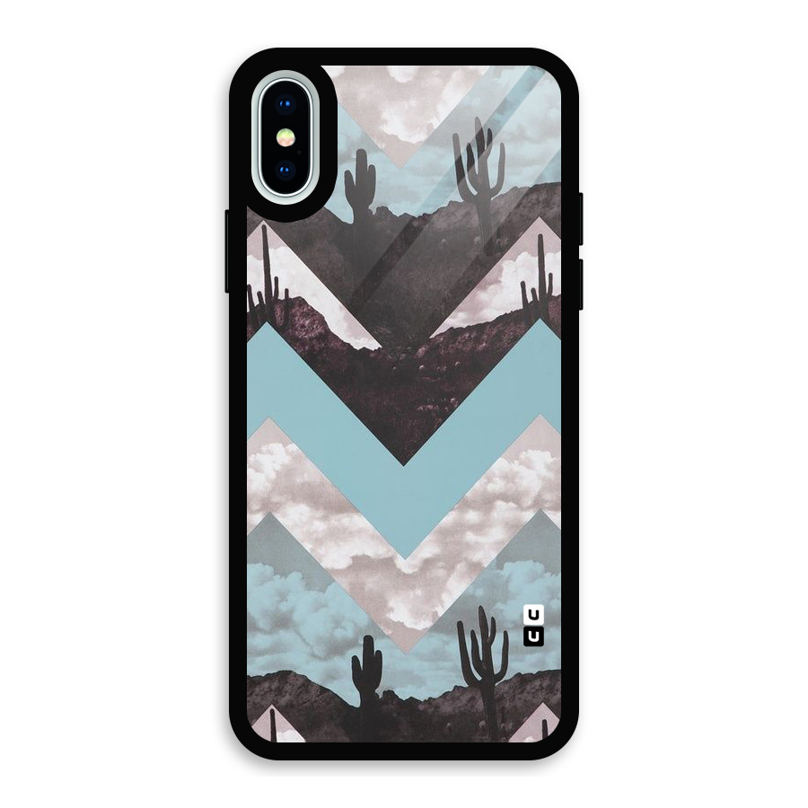 Cacutus Zig Zag Pattern Glass Back Case for iPhone XS