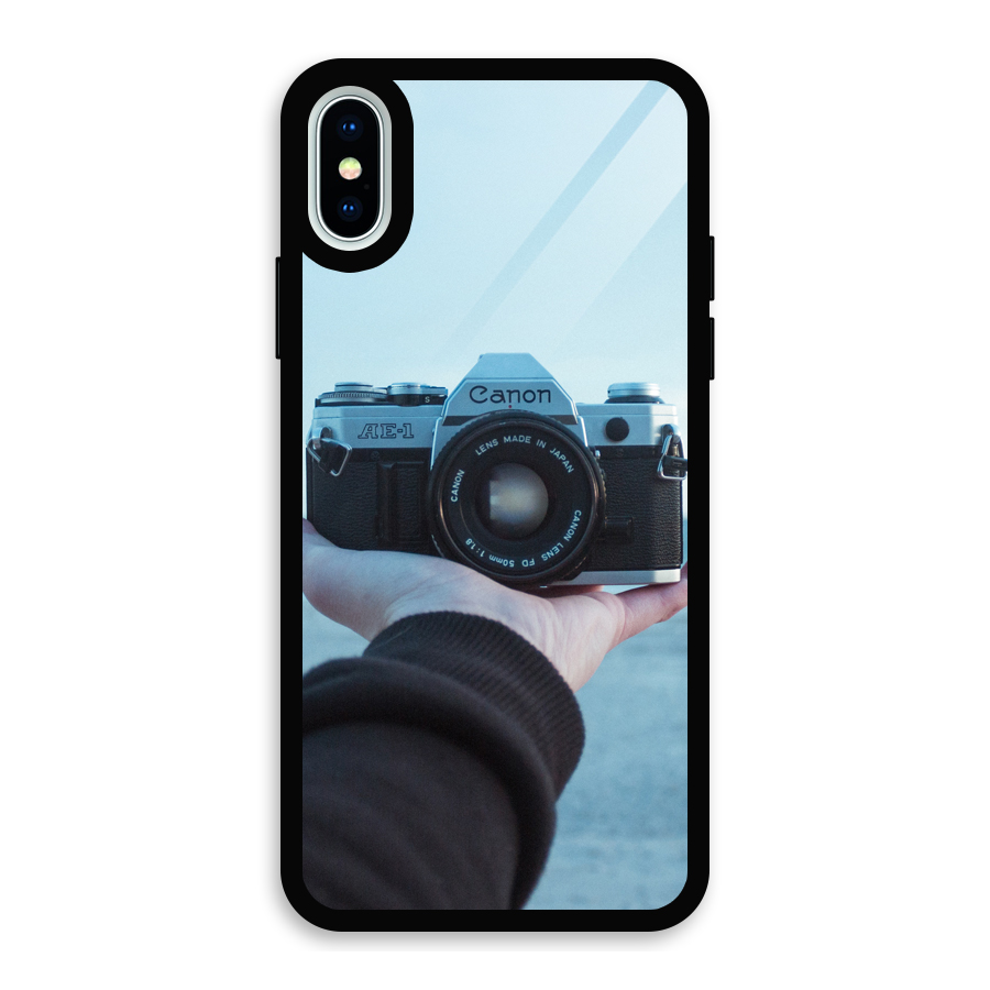 Camera in Hand Glass Back Case for iPhone XS