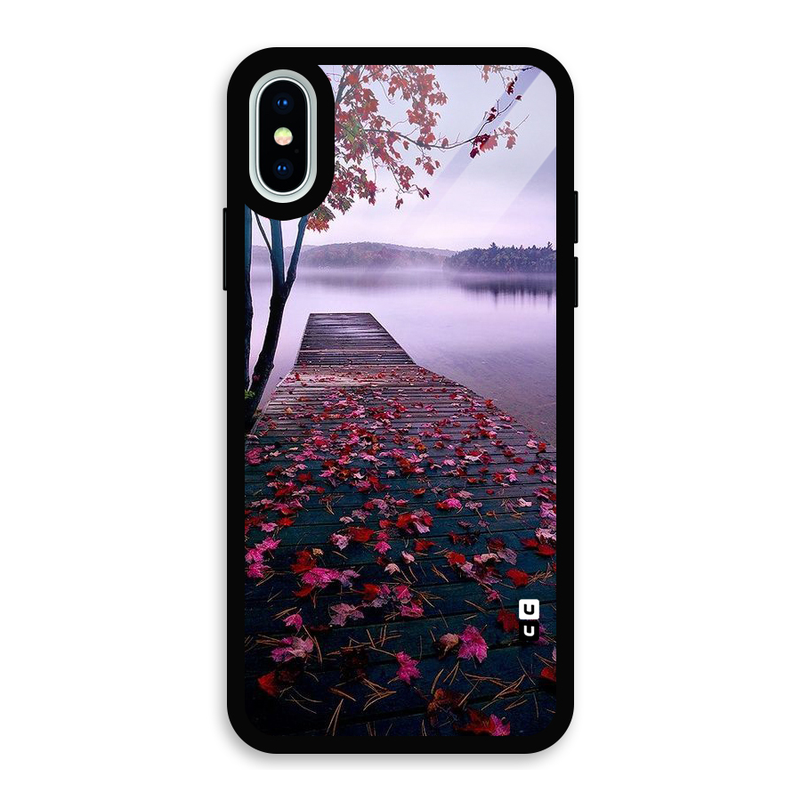 Cherry Blossom Dock Glass Back Case for iPhone XS