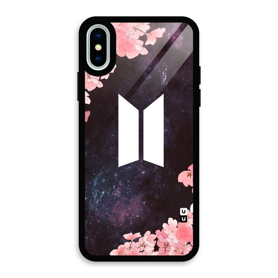 Cherry Blossom Pause Design Glass Back Case for iPhone XS
