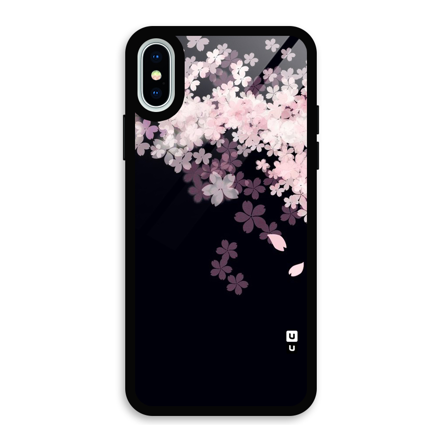Cherry Flowers Pink Glass Back Case for iPhone XS
