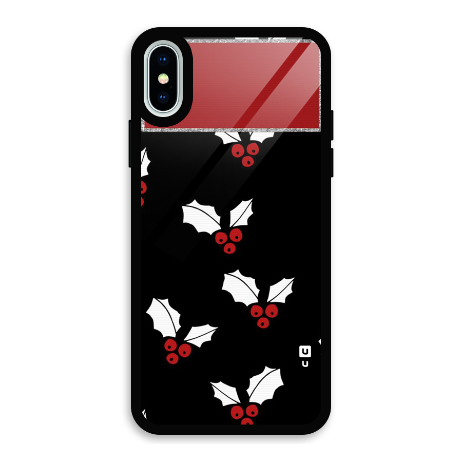 Cherry Leaf Design Glass Back Case for iPhone XS