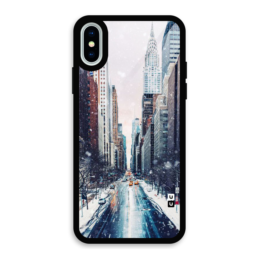City Snow Glass Back Case for iPhone XS