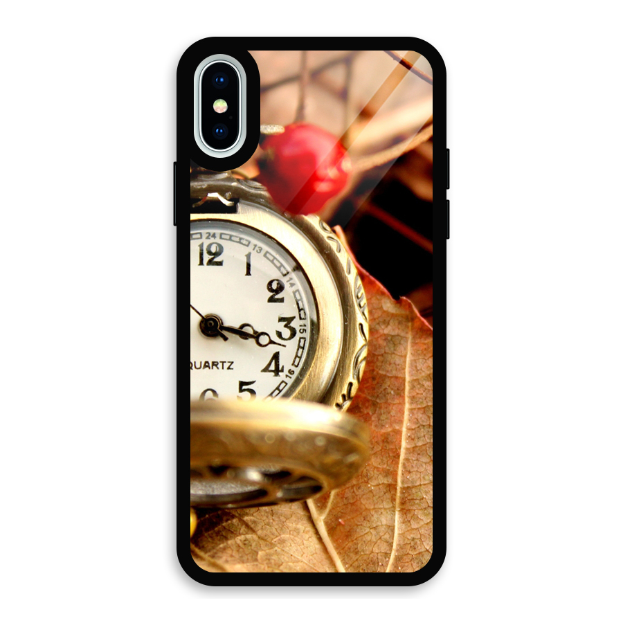 Clock And Cherry Glass Back Case for iPhone XS