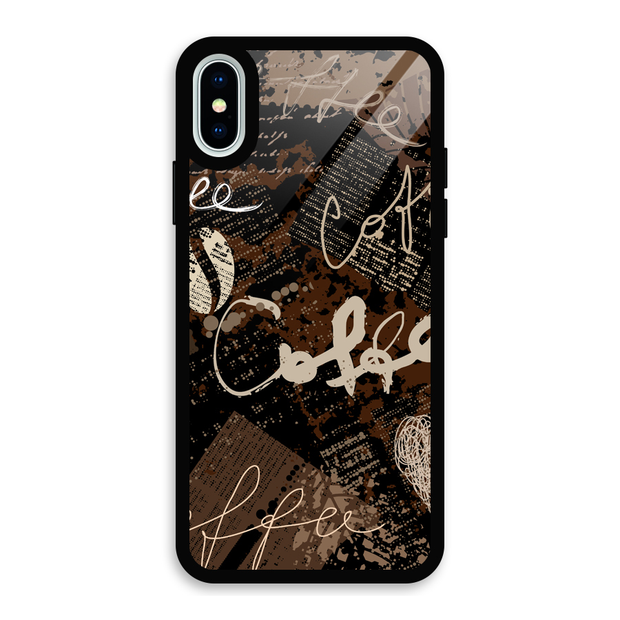 Coffee Scribbles Glass Back Case for iPhone XS