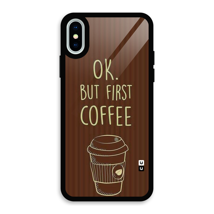 Coffee Stripes Glass Back Case for iPhone XS