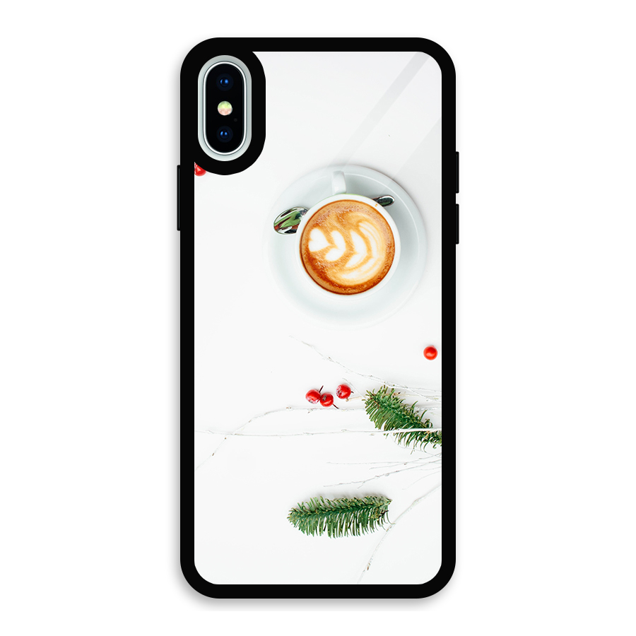 Coffee and Leafs Glass Back Case for iPhone XS