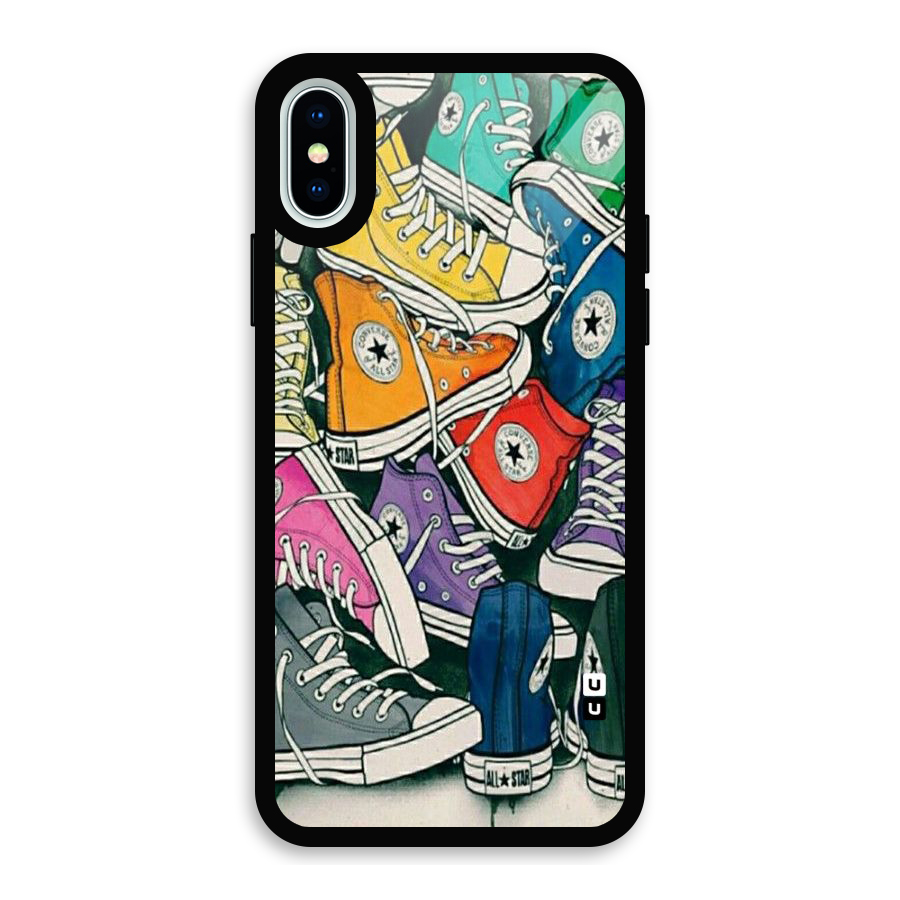 Colorful Shoes Glass Back Case for iPhone XS