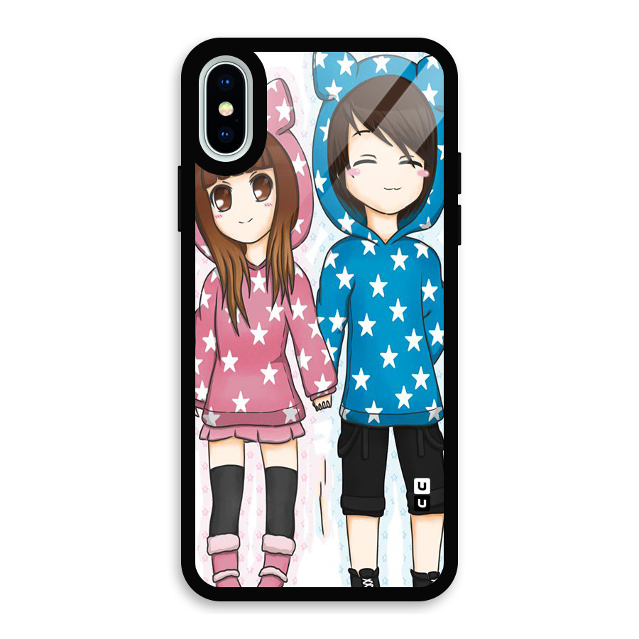 Couple In Stars Glass Back Case for iPhone XS