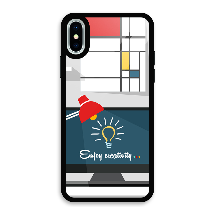 Creative-Workspace-Design Glass Back Case for iPhone XS