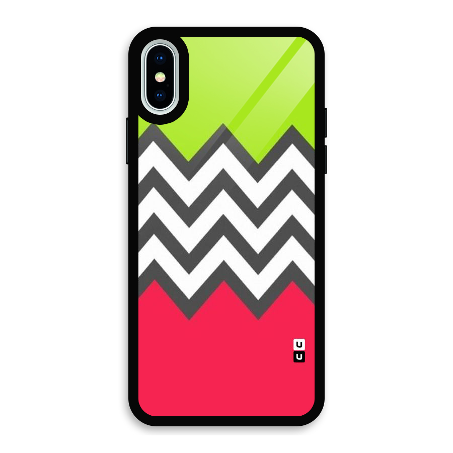 Cute Chevron Glass Back Case for iPhone XS