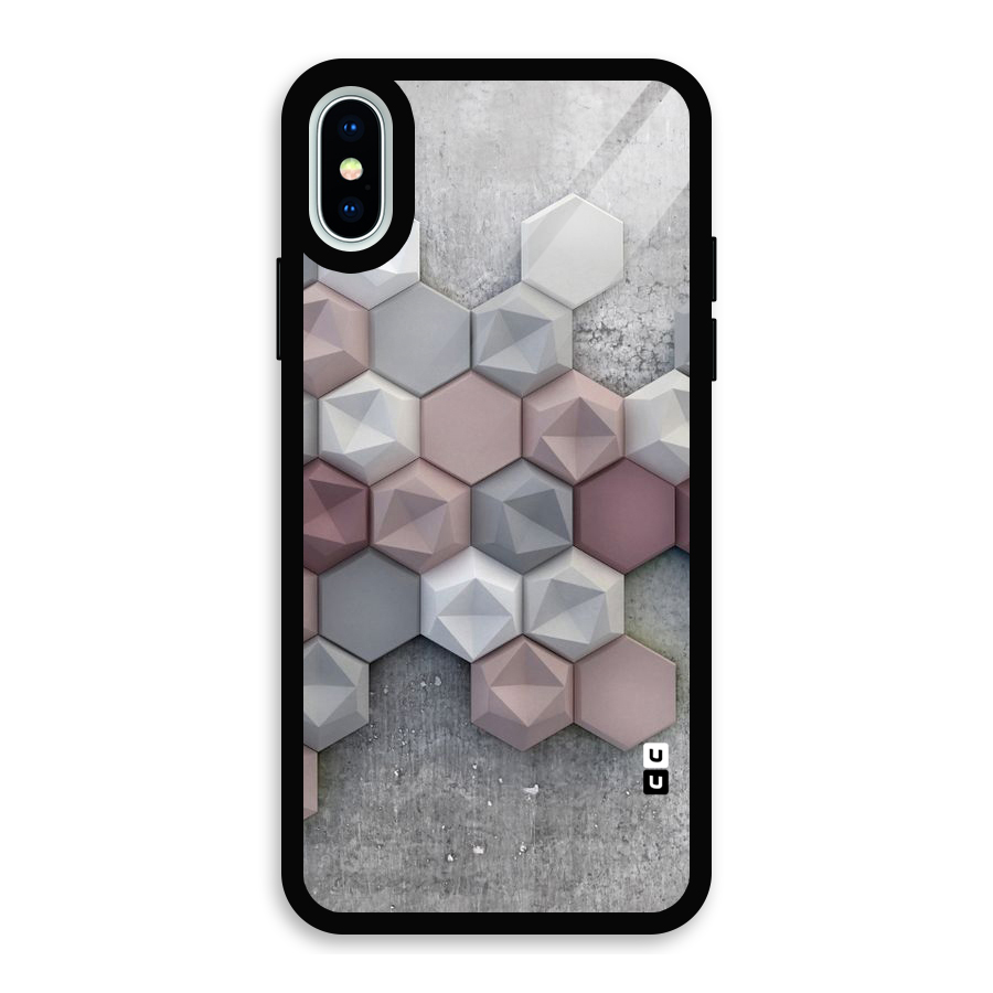Cute Hexagonal Pattern Glass Back Case for iPhone XS
