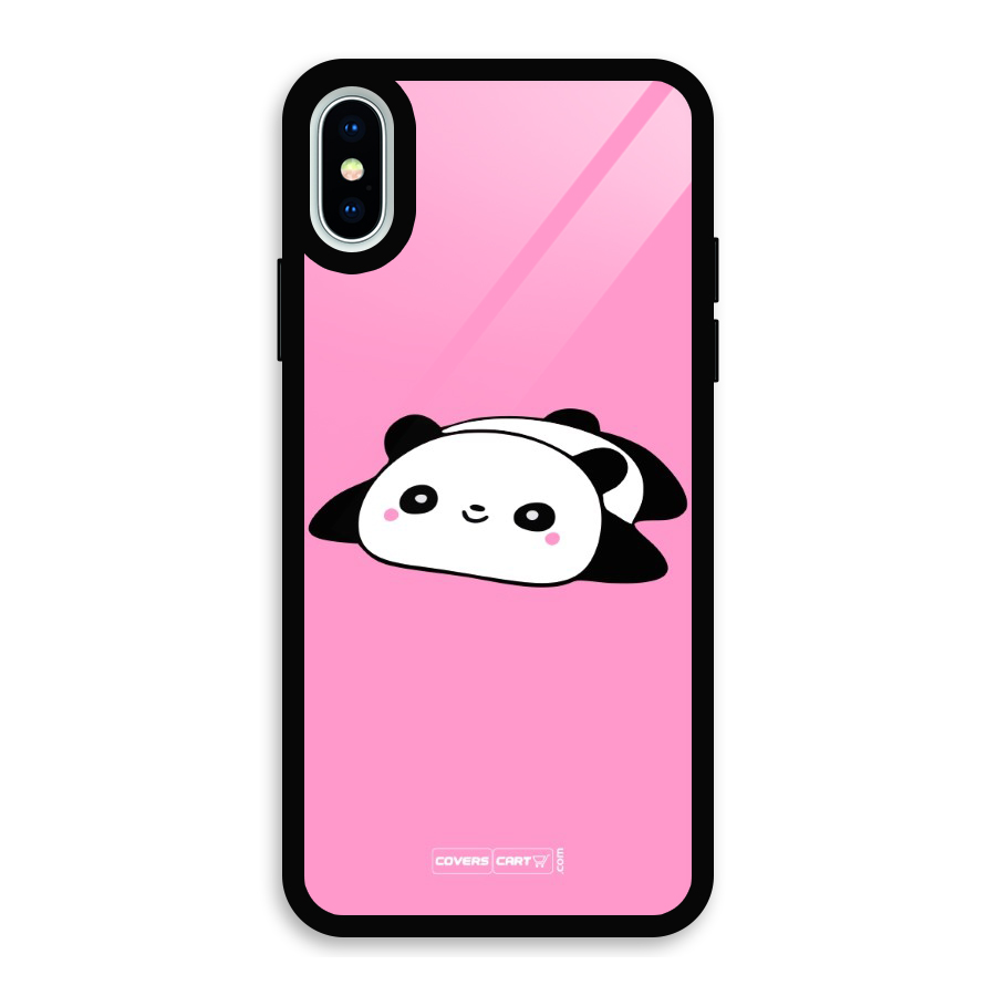 Cute Lazy Panda Glass Back Case for iPhone XS