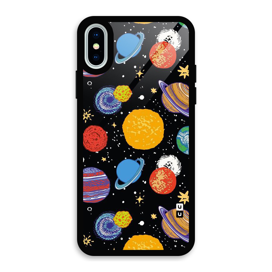 Designer Planets Glass Back Case for iPhone XS