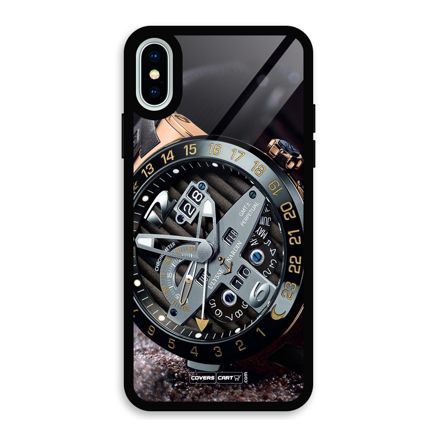 Designer Stylish Watch Glass Back Case for iPhone XS