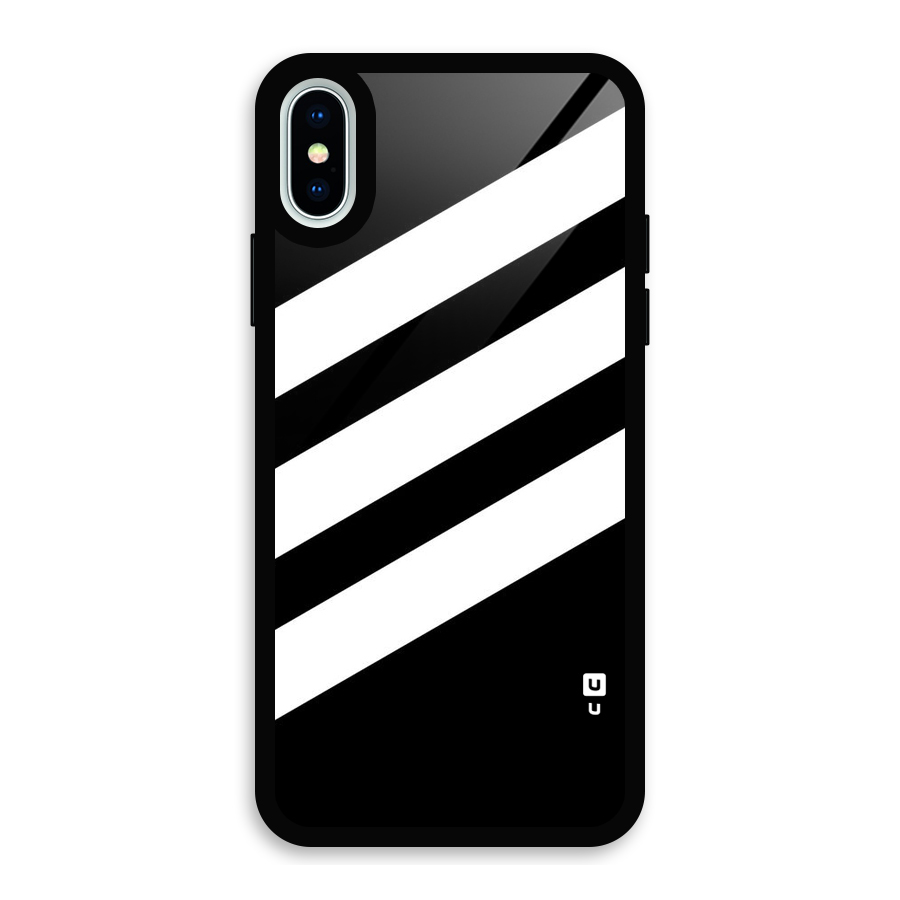 Diagonal Classic Stripes Glass Back Case for iPhone XS