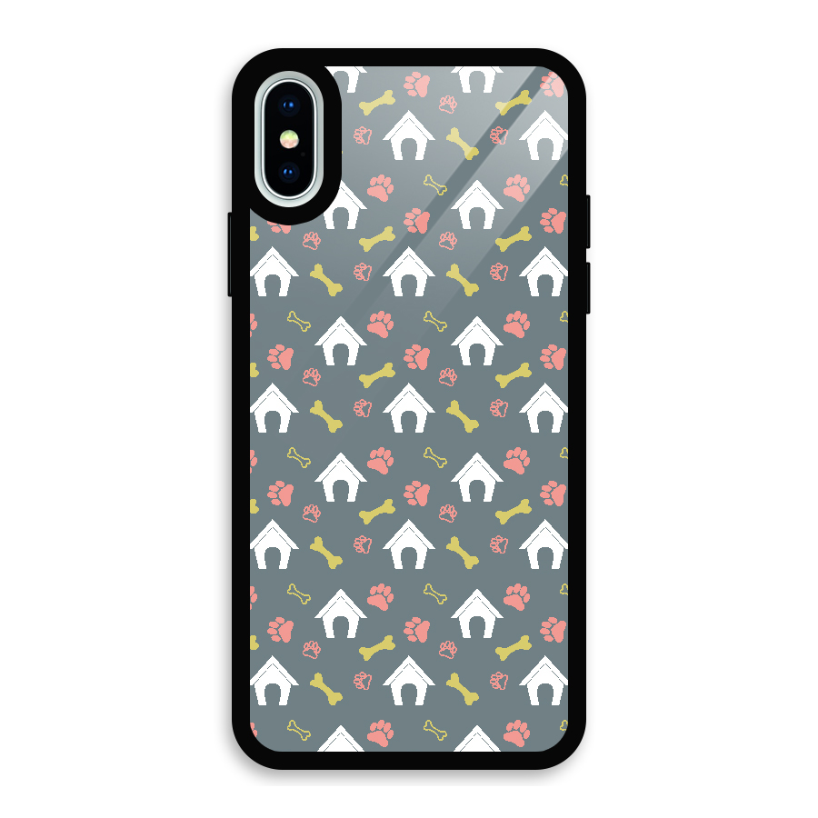 Dog Pattern Glass Back Case for iPhone XS