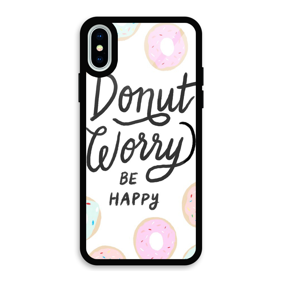 Donut Worry Be Happy Glass Back Case for iPhone XS