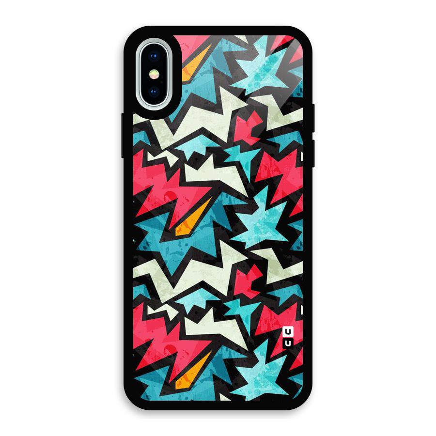 Electric Color Design Glass Back Case for iPhone XS