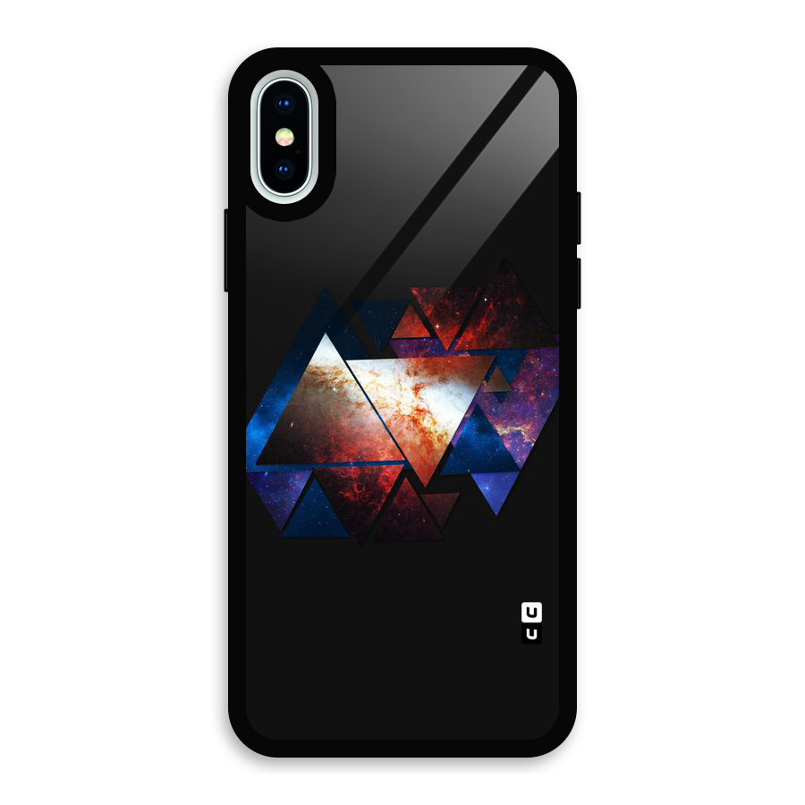 Fire Galaxy Triangles Glass Back Case for iPhone XS