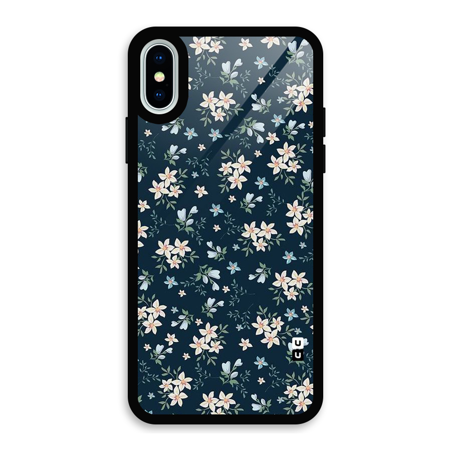 Floral Blue Bloom Glass Back Case for iPhone XS