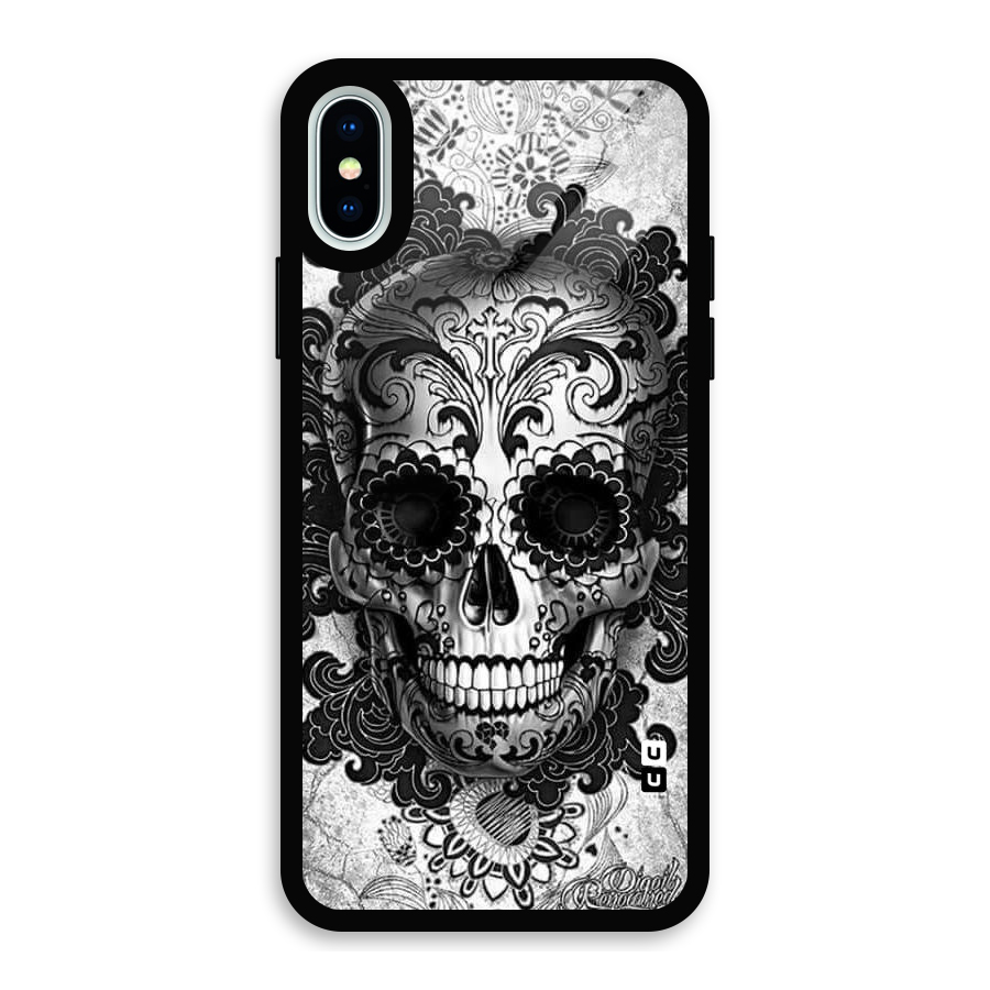 Floral Ghost Glass Back Case for iPhone XS