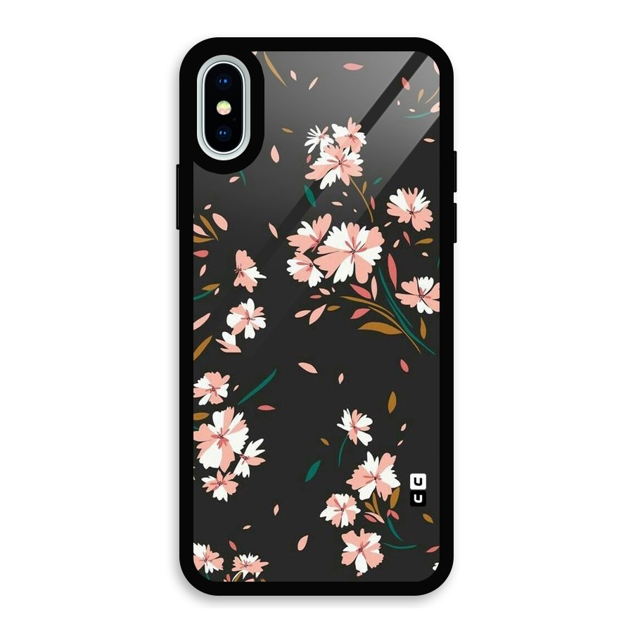 Floral Petals Peach Glass Back Case for iPhone XS