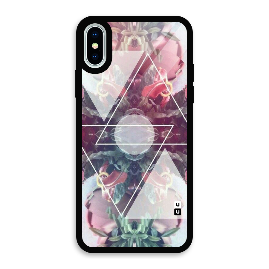 Floral Triangle Glass Back Case for iPhone XS