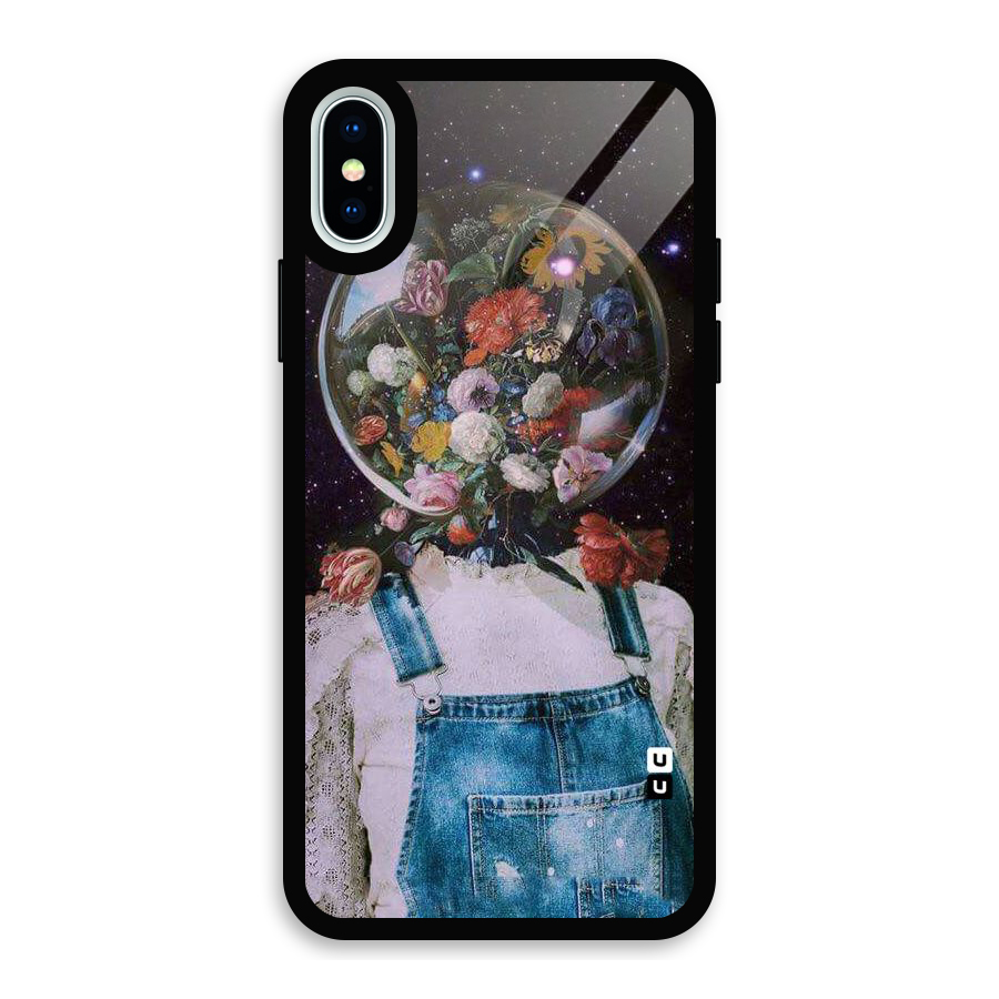 Flower Face Glass Back Case for iPhone XS