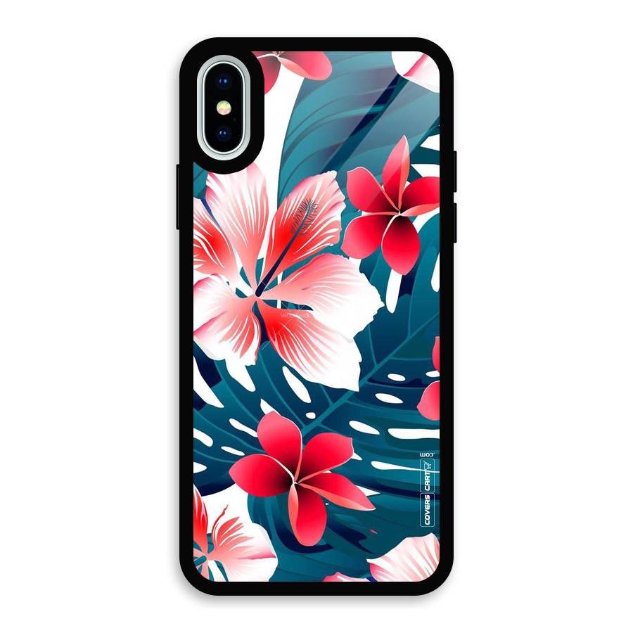 Flower design Glass Back Case for iPhone XS
