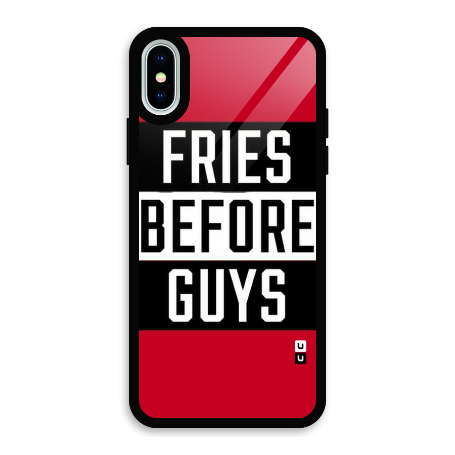 Fries Love Stripes Glass Back Case for iPhone XS