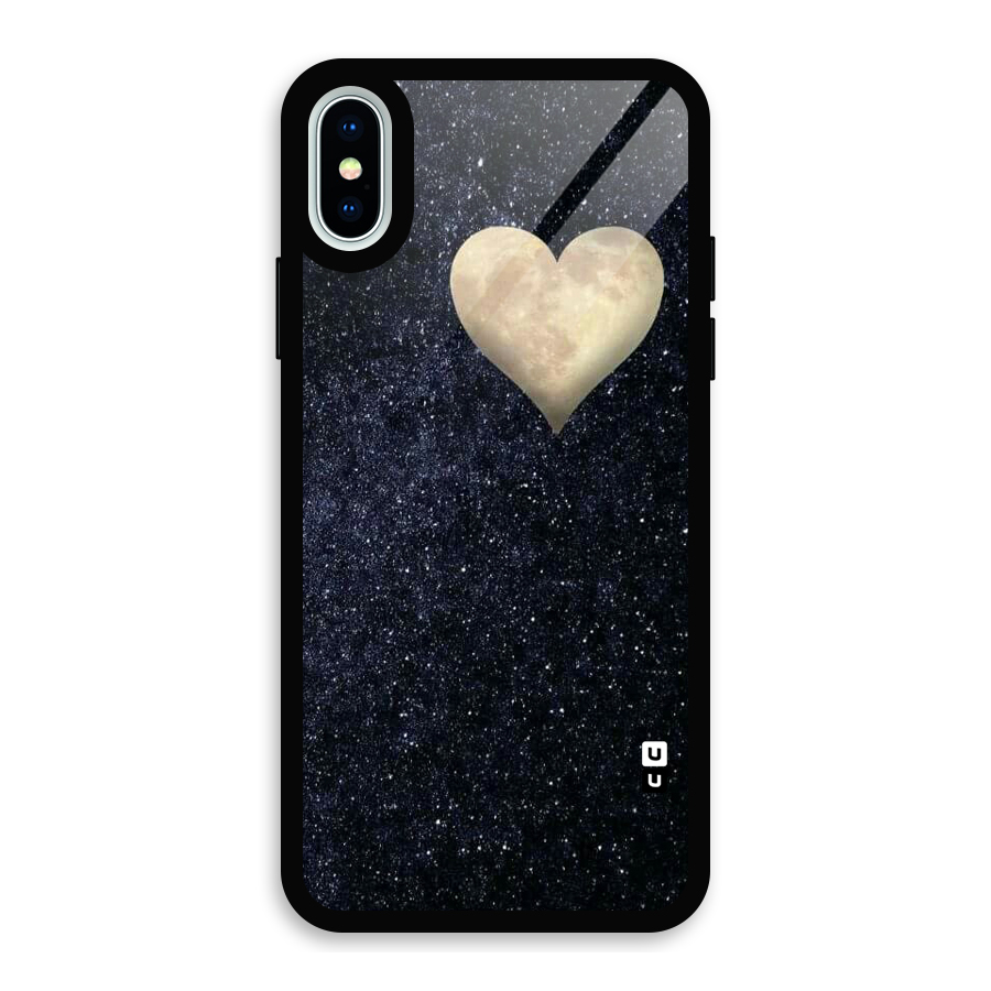Galaxy Space Heart Glass Back Case for iPhone XS